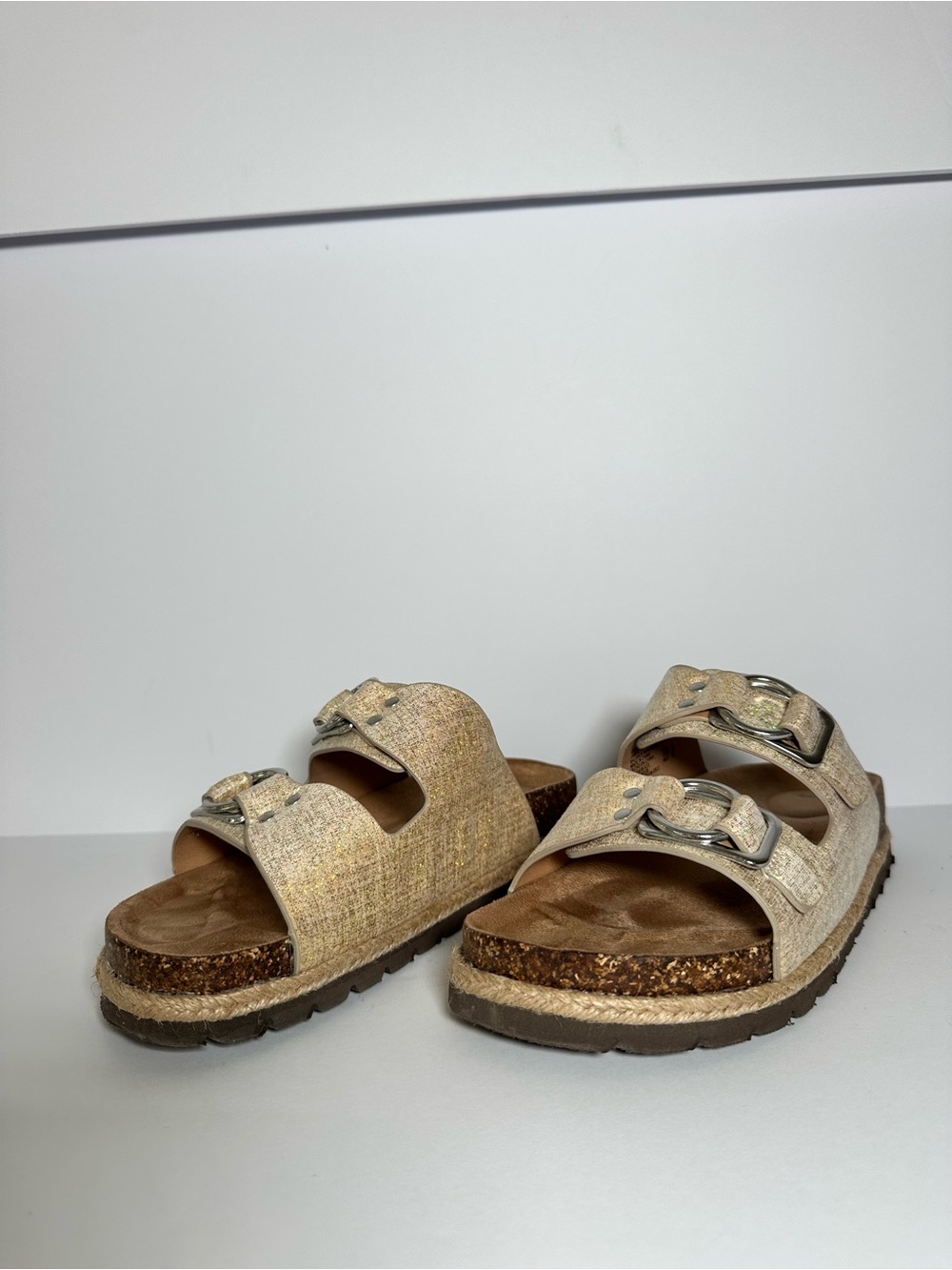 Source Unknown Beige Double-Buckle Kids Slide Sandals